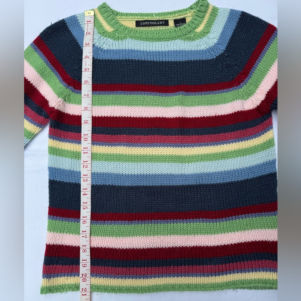 Tomfoolery Women's Colorful Striped Crew Neck Sweater with Matching Scarf - Picture 4 of 8